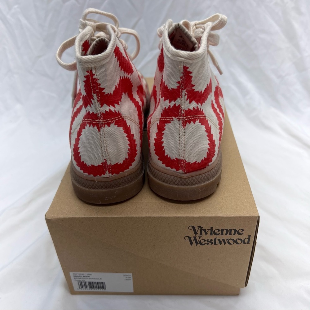 Vivienne Westwood Simian Boots Red Squiggle Canvas Rubber Sole Sneakers EU 38 - Picture 5 of 11